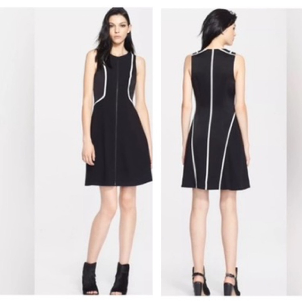 Rag & Bone Andrea Full Zip Front Sheath Midi Dress Fit Flare Minimalist Vest 4